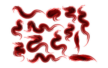 Swirling Paint Strokes Abstract Red Brushstroke Collection
