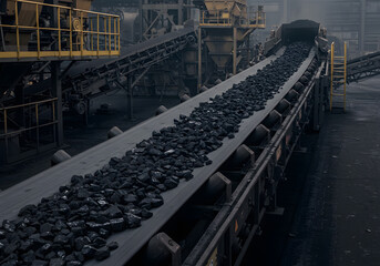 Coal conveyor belt industrial transport