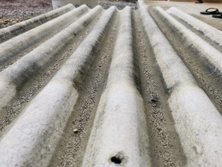 Detailed photo of asbestos roof of a house