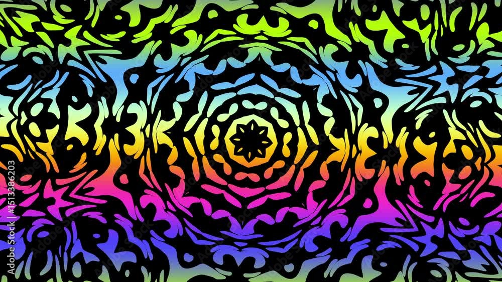 Aufkleber 4k colorful kaleidoscope loop background. abstract multicolored motion graphics background for yoga 