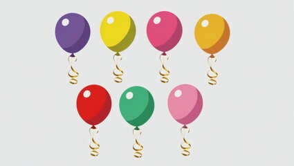 Colorful Balloons Clipart Set of Eight Vibrant Balloons for Festive Designs