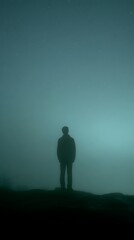 Obraz premium Solitary Figure Under a Starry Night Sky, Mysterious and Ethereal.