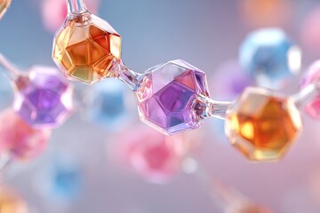 polygonal shapes floating over a soft pastel backdrop representing innovation and connectivity.