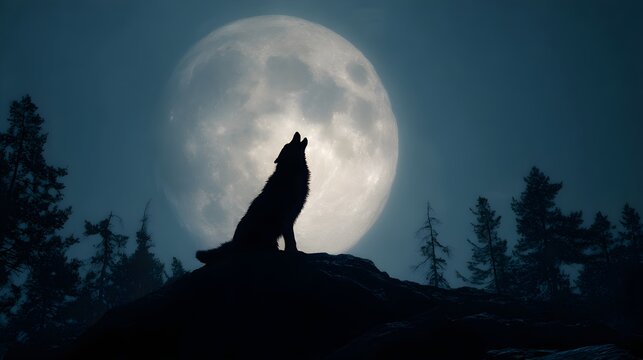 Werewolf howling at moon