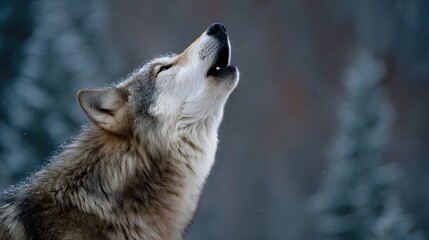Fototapeta premium Wolf howling with head tilted back