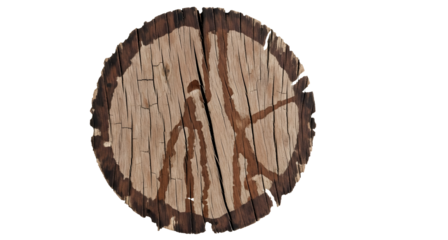 Close up of tree trunk cross section wood texture background natural pattern growth rings detailed view on transparent background