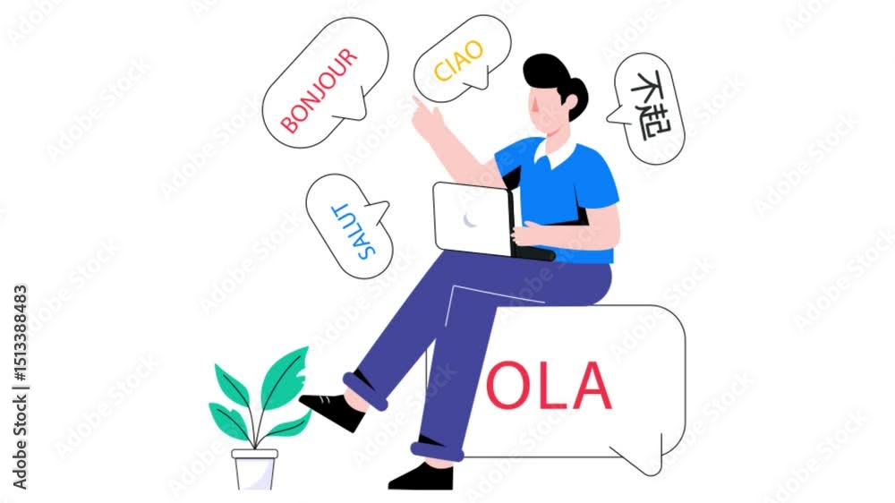 Poster multiple languages 2d flat animation