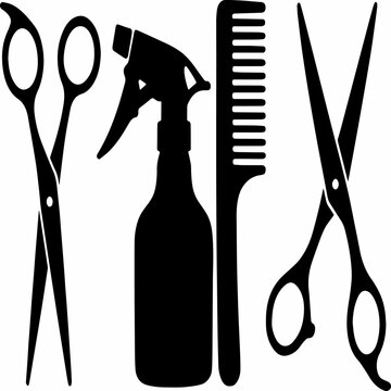 black and white sillhouette of a barbar ket isolated white background