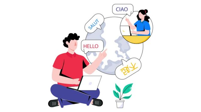 World Translator 2D Flat Animation