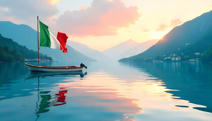 Fototapeta premium Festa Della Repubblica Italiana, watercolor flag. Republic Day Italy. Vector illustration poster