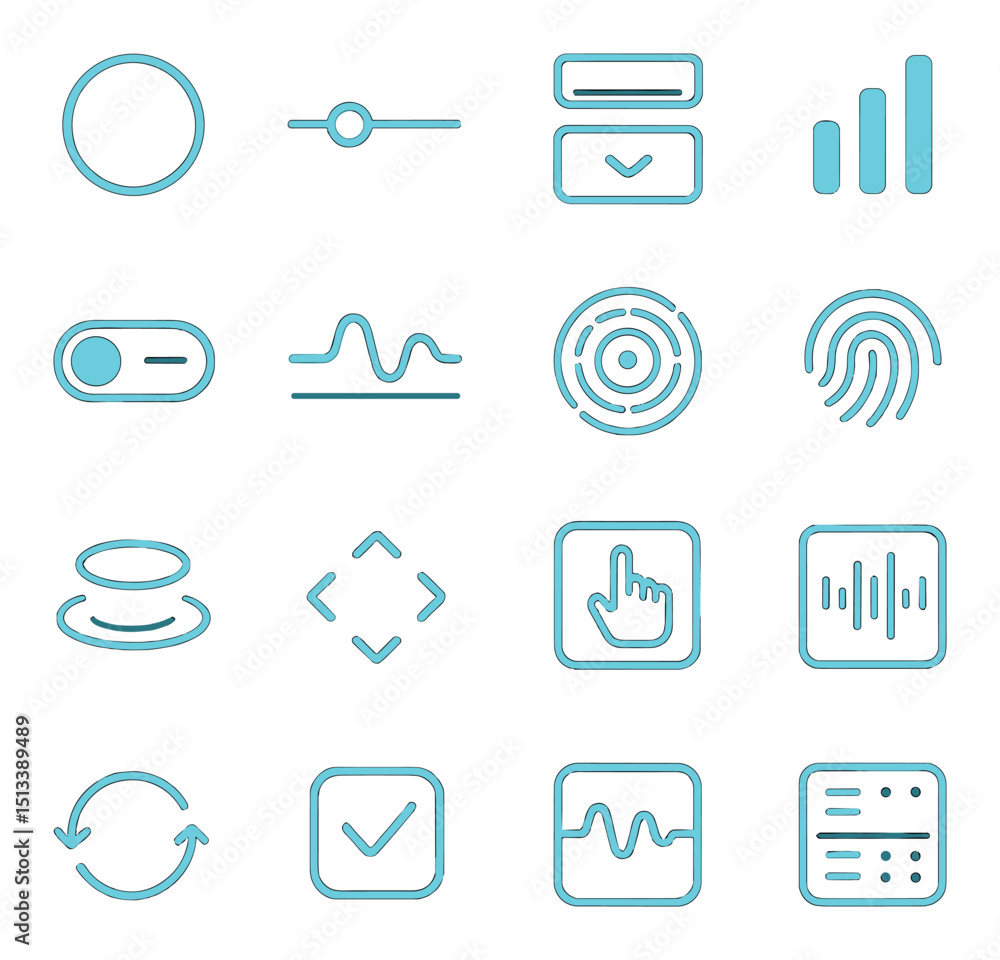 Aufkleber neon linear style icon collection for technology and digital interface design