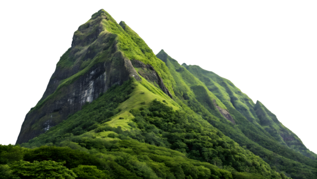 Lush Green Mountain Peaks and Valleys Transparent Background