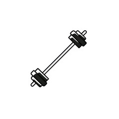 A barbell with weight plates on both ends.