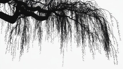 branch Elegant silhouette of a weeping willow