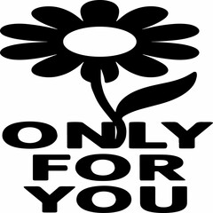 black and white sillhouette of a love flower isolated white background
