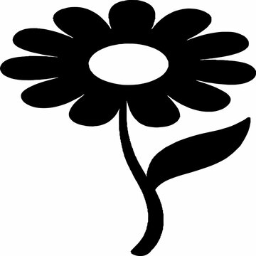 black and white sillhouette of a floer isolated white backgroun