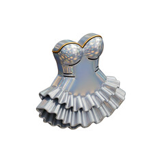 Strapless Mini Dress Icon with Metallic Texture and Ruffled Hem – Isolated on Transparent Background
