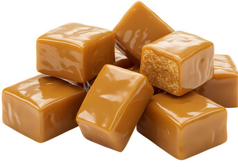 Delicious Caramel Candies Creamy Buttery Sweet Treats isolated on transparent background
