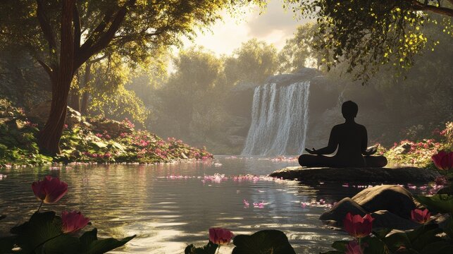 Digital workshop guided meditation for a mindful journey and relaxation in a peaceful setting