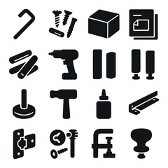 Obraz premium Hardware tools silhouette icon collection: diy, construction, repair essentials