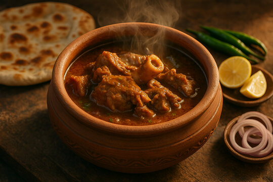 Kunna Gosht Served in Traditional Clay Pot &ndash; A Rich Mutton Curry from Chiniot
