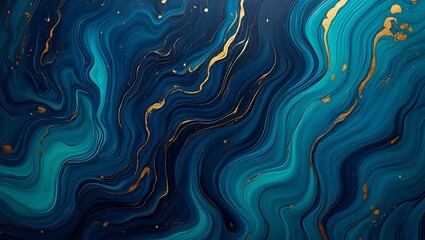 Fototapeta premium Abstract Blue and Gold Marble Texture Luxury Swirls, Fluid Art, Elegant Background Design, Premium Quality Image, High-Resolution Download
