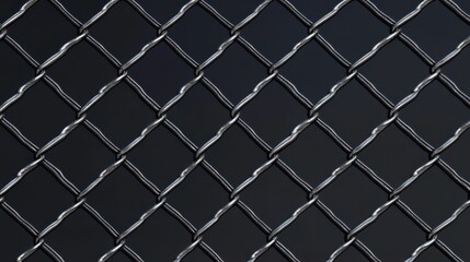 Fototapeta premium Black chain link fence secures the perimeter of a commercial property, providing safety and access control