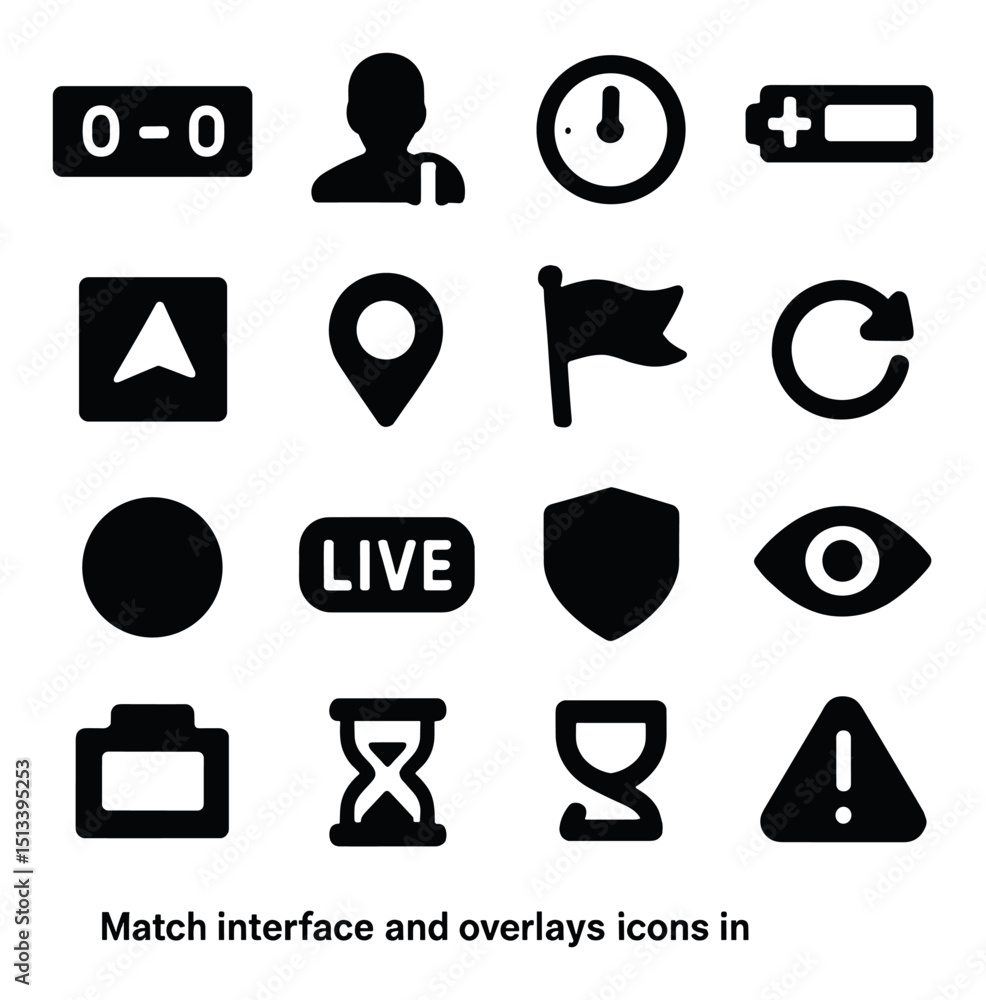 Poster user interface silhouette icon collection. minimalist and ui design elements set