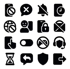 Silhouette icon collection: flat style communication and notification symbols set