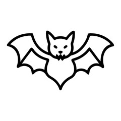 Fototapeta premium Vampire bat icon, black and white, halloween symbol, for web design