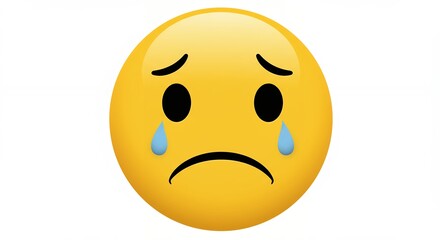 Fototapeta premium Crying face emoji with tears