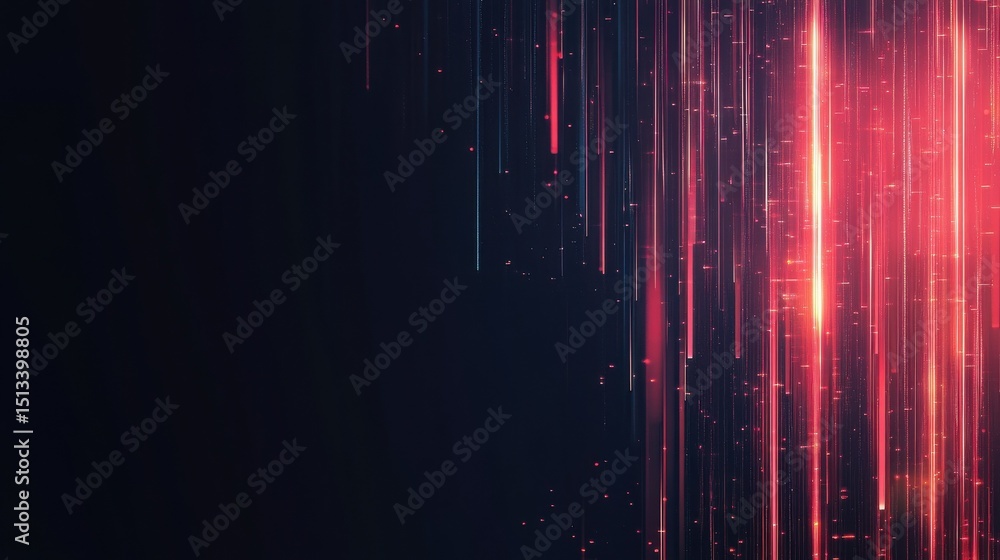 Poster an abstract background featuring red light color gradient strips and glowing vertical lines in motio