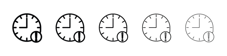 Alarm exclamation icon Outline and flat style designs