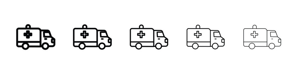 Ambulance icon Outline and flat style designs