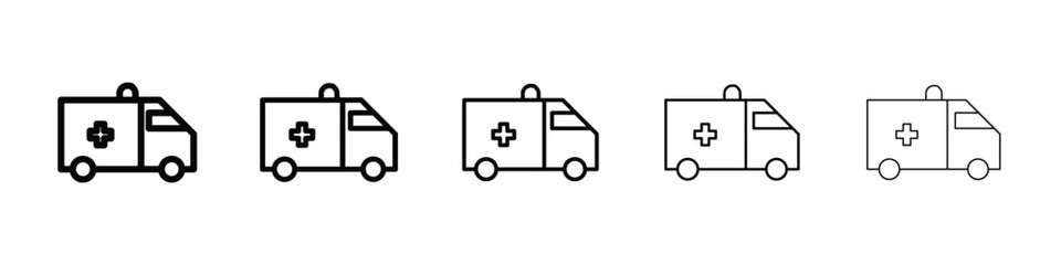 Ambulance icon Outline and flat style designs