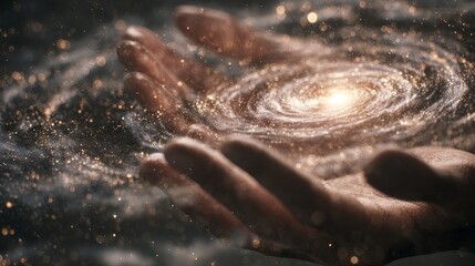 Fototapeta premium Spiritual awakening through consciousness exploring the galaxy and third eye in a cosmic environment