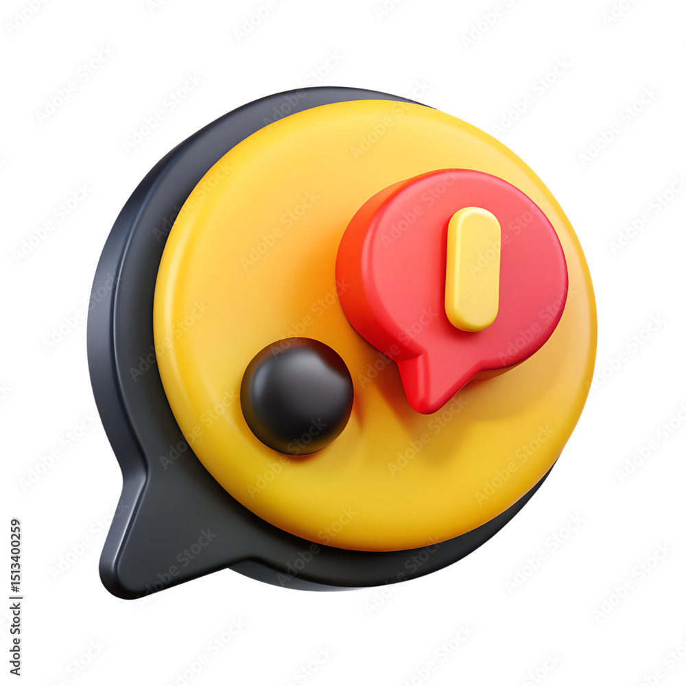 Poster a vibrant 3d rendering of a notification bubble icon with a single pending message indicator perfect