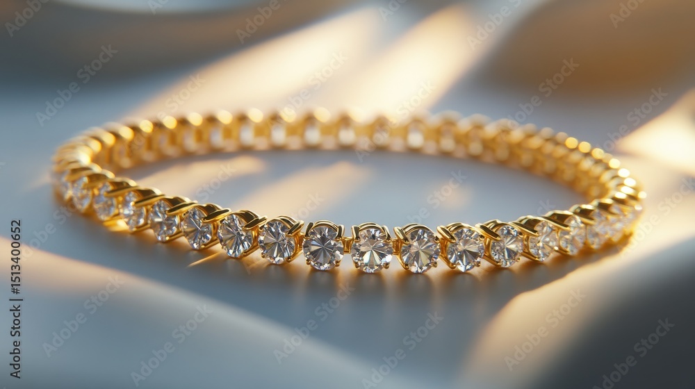 Poster refined 3d gold bracelet shimmering stones displayed on a smooth minimalistic background combining t