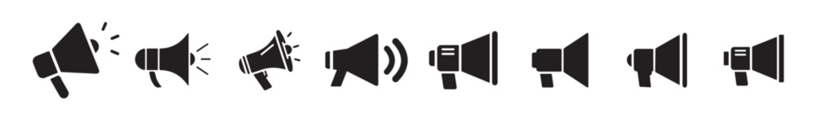 Alert Megaphone Icons – Loudspeaker Vector Set for Emergency, Warning, and Notification