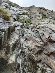 Kyrgyzstan, Ala Archa, Switzerland, Alps, waterfall in the mountains, beautiful sight, water stream...