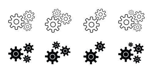 Fototapeta premium Setting gears icon. Cogwheel group. Gear design collection on white background&nbsp;-&nbsp;stock&nbsp;vector.