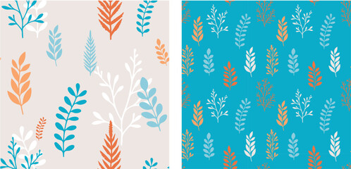 Vector illustration. Twigs leaves plants set