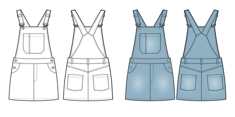 Girls overall denim jumpsuit skirt