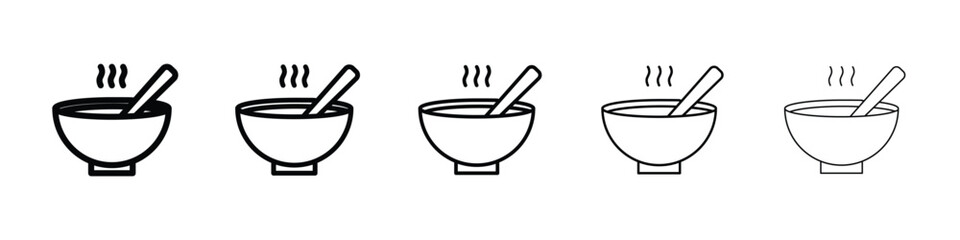 Bowl of soup icon Outline and flat style designs