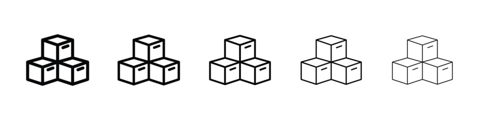 Boxes icon Outline and flat style designs