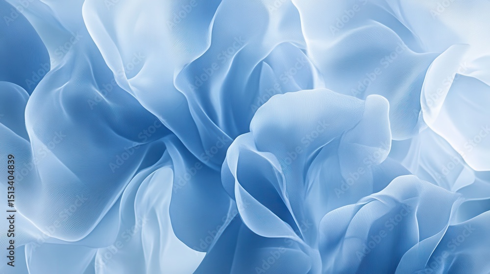 Poster soft blue abstract floral pattern with flowing shapes and delicate textures, creating serene and cal