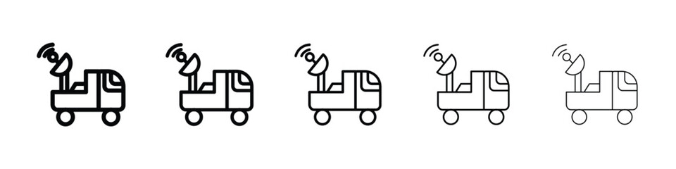 Broadcast van icon Outline and flat style designs