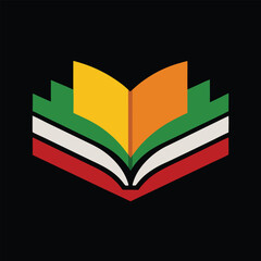 Minimal Open Book with Juneteenth Colors Symbolizing Freedom Vector Illustration