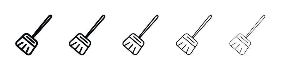 Broom icon Outline and flat style designs
