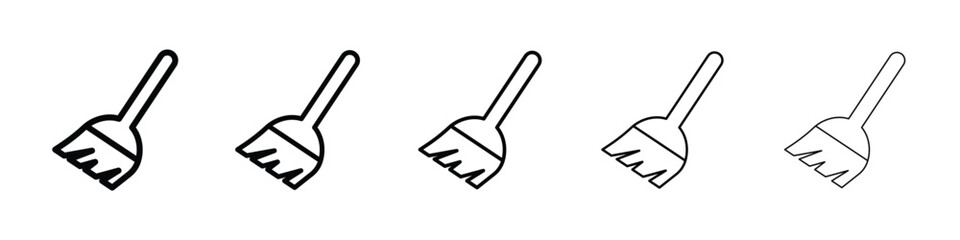 Broom icon Outline and flat style designs